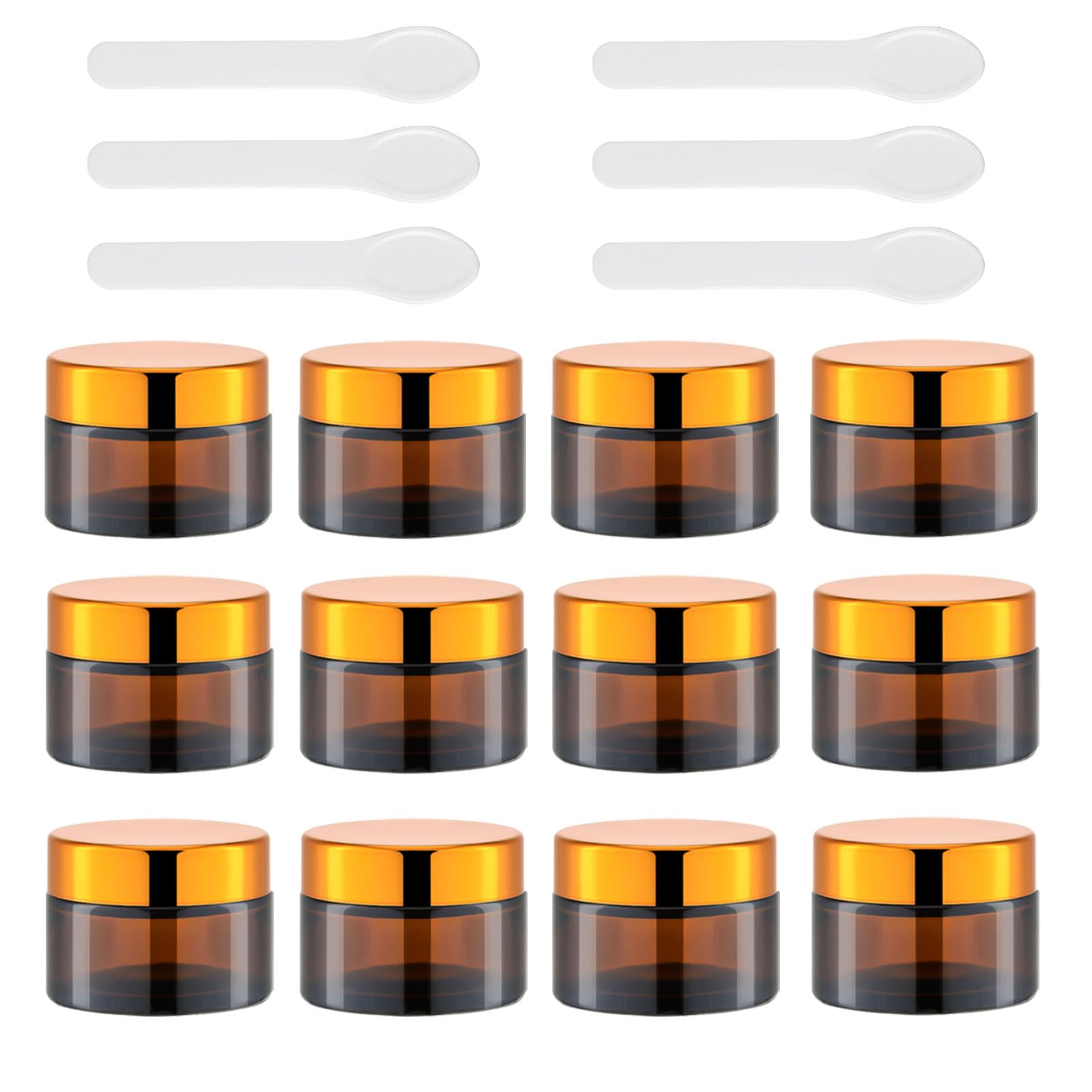 Lil Ray 1 oz Round Amber Glass Jar with Inner Liners and Gold Lid (12pcs)