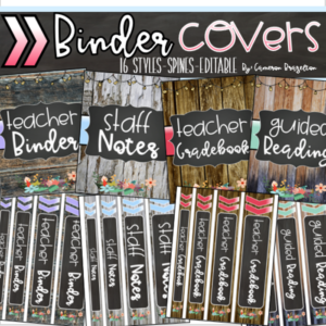 binder covers and spines teacher planner rustic farmhouse theme
