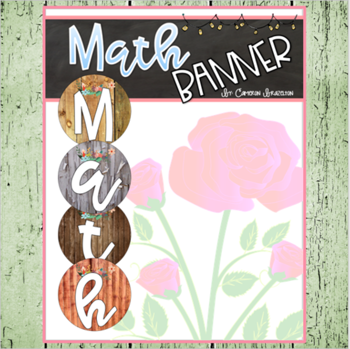 Math Banner Poster Rustic Farmhouse Theme