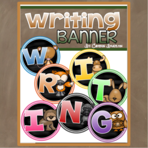 writing banner bulletin board poster woodland animals theme