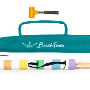 BEACH FENCE Premium 20 ft Beach Windscreen, Privacy Screen, Wind Blocker - Pastel Perfect, Free Rubber Mallet and Carry Bag Included