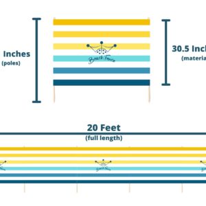 BEACH FENCE Premium 20 ft Beach Windscreen, Privacy Screen, Wind Blocker - Tahitian Sunset, Free Rubber Mallet and Carry Bag Included