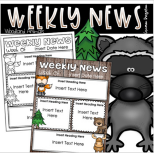 weekly newsletter template editable woodland animals theme