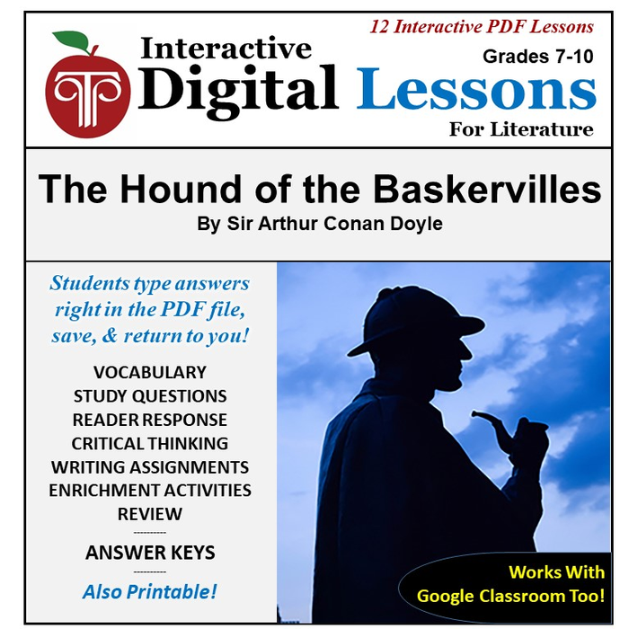 Online Homeschool Learning Interactive PDF Study Guide for The Hound of the Baskervilles