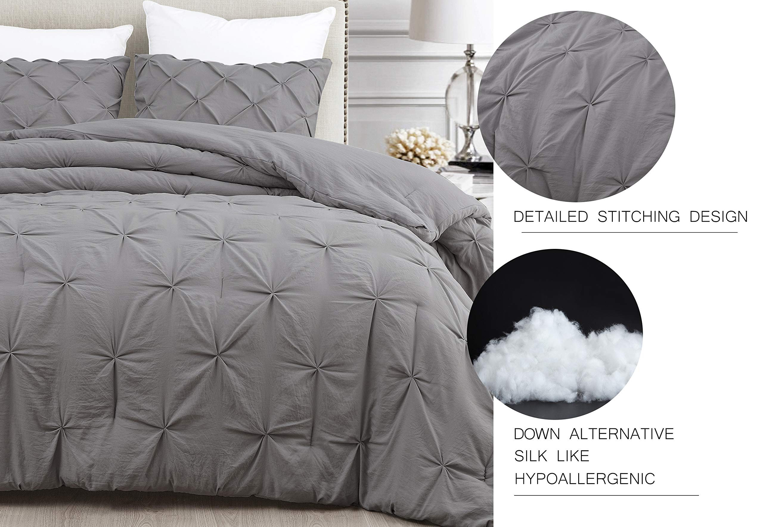 SupraSoft Estellar Comforter Set Pinch Pleat | Grey | King