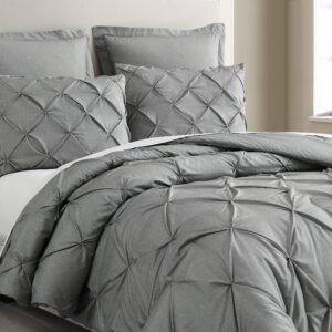 SupraSoft Estellar Comforter Set Pinch Pleat | Grey | King