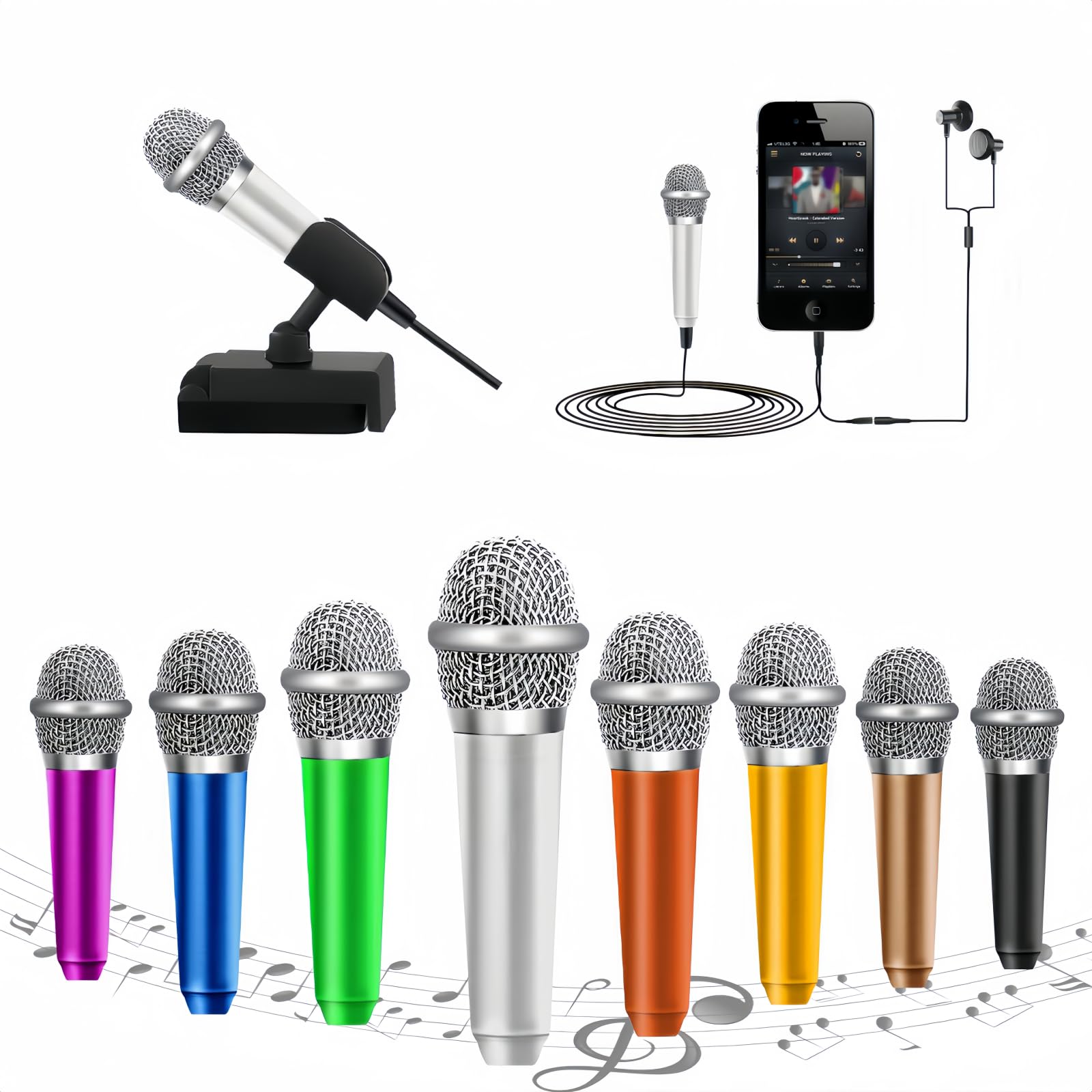 JeMii Mini Microphone,Tiny Microphone,Phone Microphone, Asmr Microphone,Mini Karaoke Microphone,forVoiceRecording Chatting and Singing on iPhone,Android,PC(Silver)