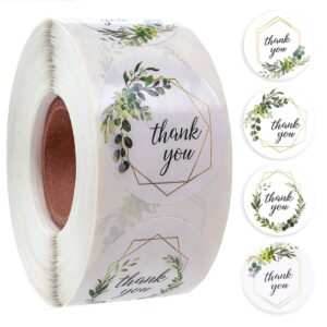 1" thank you stickers roll, 4 design adhesive label stickers for gifts bags envelopes bubble mailers boxes small business stickers (500pcs/ roll)