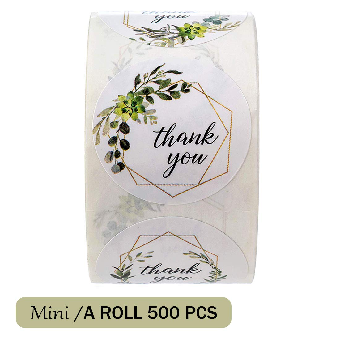 1" Thank You Stickers Roll, 4 Design Adhesive Label Stickers for Gifts Bags Envelopes Bubble Mailers Boxes Small Business Stickers (500pcs/ Roll)