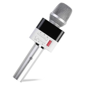 2049 12w cardioid dynamic wireless microphone, handheld wireless bluetooth karaoke systems karaoke microphone for home,outdoor,party,classroom,wedding,car (x50, starry silver)