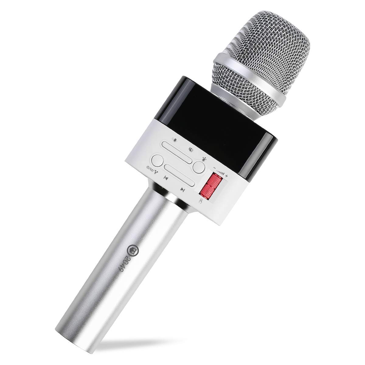 2049 12w Cardioid Dynamic Wireless Microphone, Handheld Wireless Bluetooth Karaoke Systems Karaoke Microphone for Home,Outdoor,Party,Classroom,Wedding,Car (X50, Starry Silver)