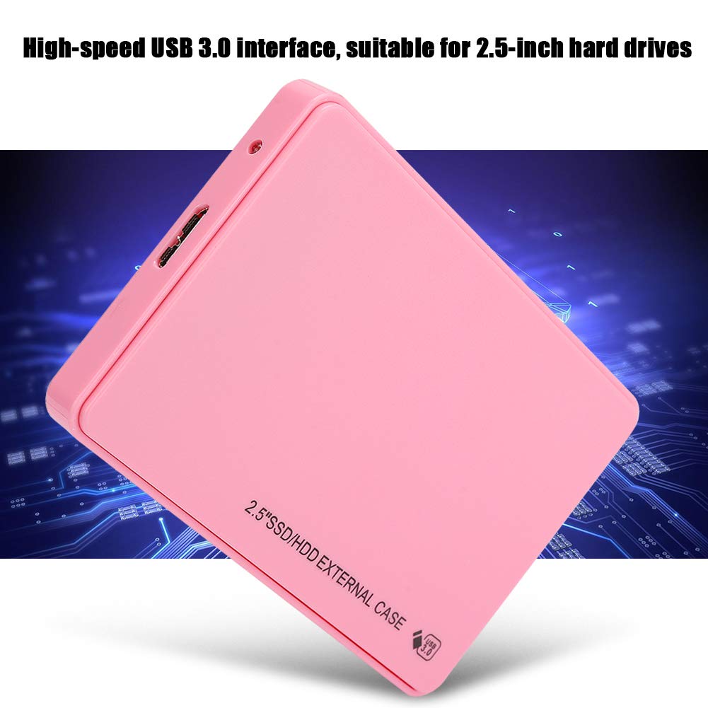 Sugoyi High-Speed USB 3.0 Interface Hard Drive External Case, HDD Box, ABS Material 5GB/ps Ultra-Thin for WINDOWS7/XP/Vista 2.5-Inch Hard Drives(Pink)