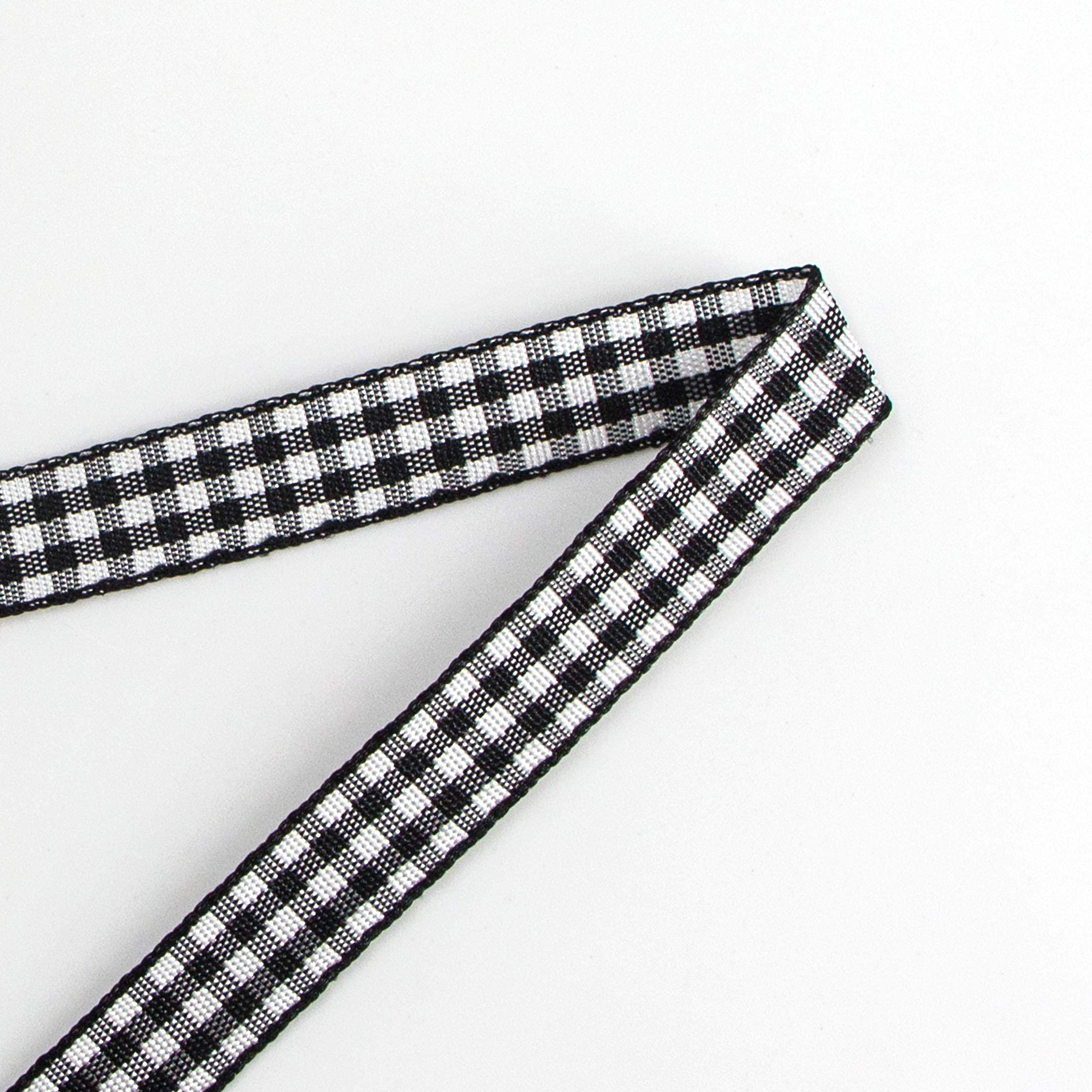 Ribbli 2 Rolls Black and White Gingham Ribbon,Total 20 Yards,3/8 Inch x 10 Yard Each Roll,Polyester Woven Edge,2 Styles Buffalo Checked Ribbon