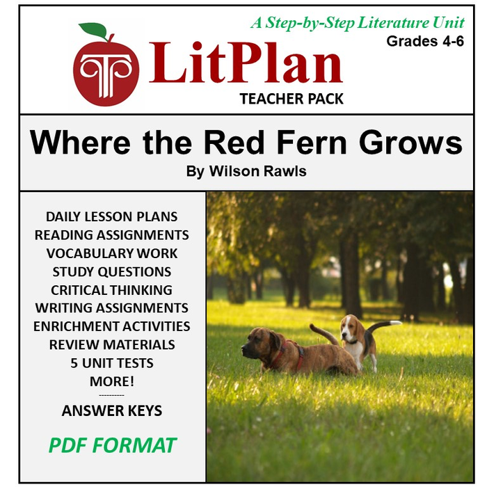 Homeschool and Online Learning Novel Study Guide for Where the Red Fern Grows