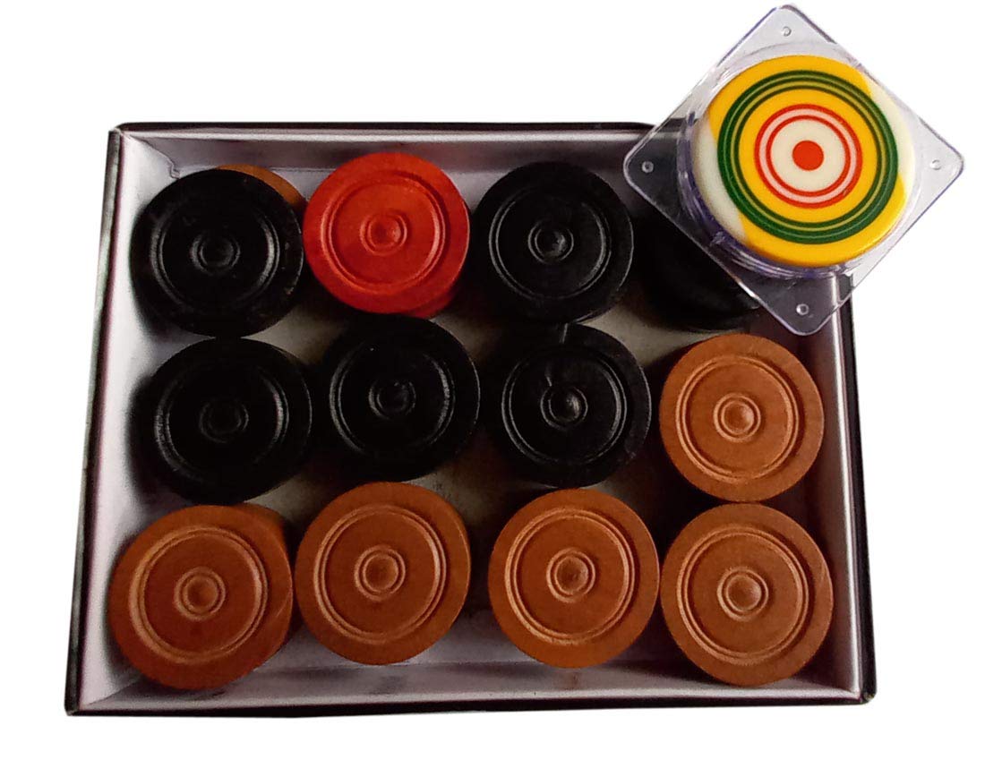 Carrom Board Wood Coins 24-Coins 1-Striker Used in International Carrom Tournament 100% Original