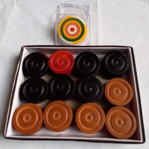 Carrom Board Wood Coins 24-Coins 1-Striker Used in International Carrom Tournament 100% Original