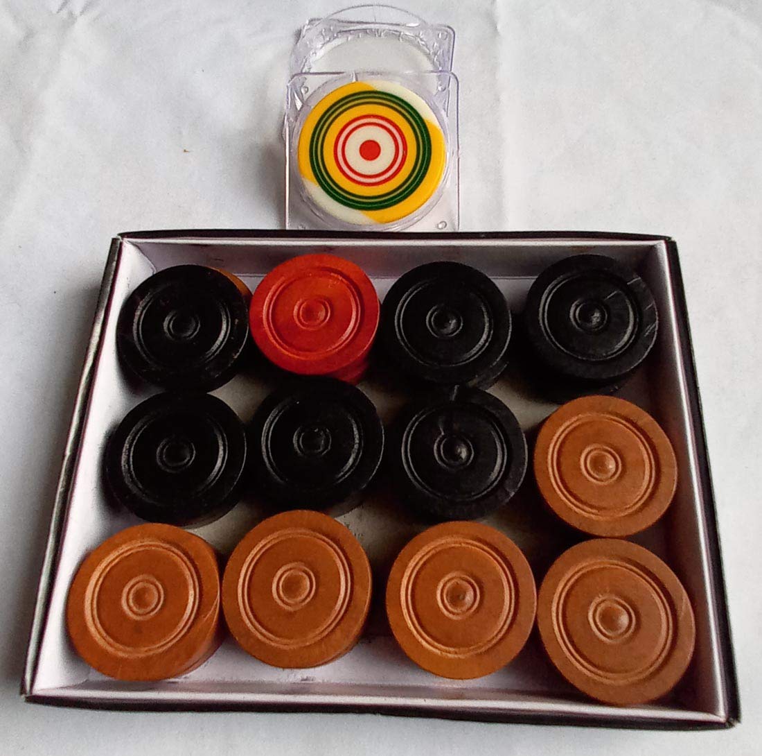 Carrom Board Wood Coins 24-Coins 1-Striker Used in International Carrom Tournament 100% Original