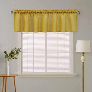 curtain valances for windows burlap linen window curtains for kitchen living dining room 58 x 15 inch 1 valance yellow