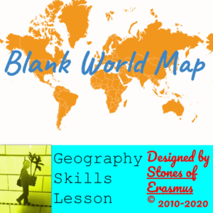 geography skills lesson: ready-to-use worksheet with blank world map