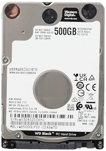 Western Digital Black WD5000LPSX 500 GB Hard Drive - 2.5" Internal - SATA (SATA/600)