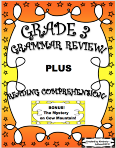 ela grammar printables and the mystery on cow mountain!