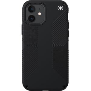 speck iphone 12 case - drop protection fits iphone 12 pro & iphone 12 phones - scratch resistant, slim design with added grip & soft touch coating - black, white presido2