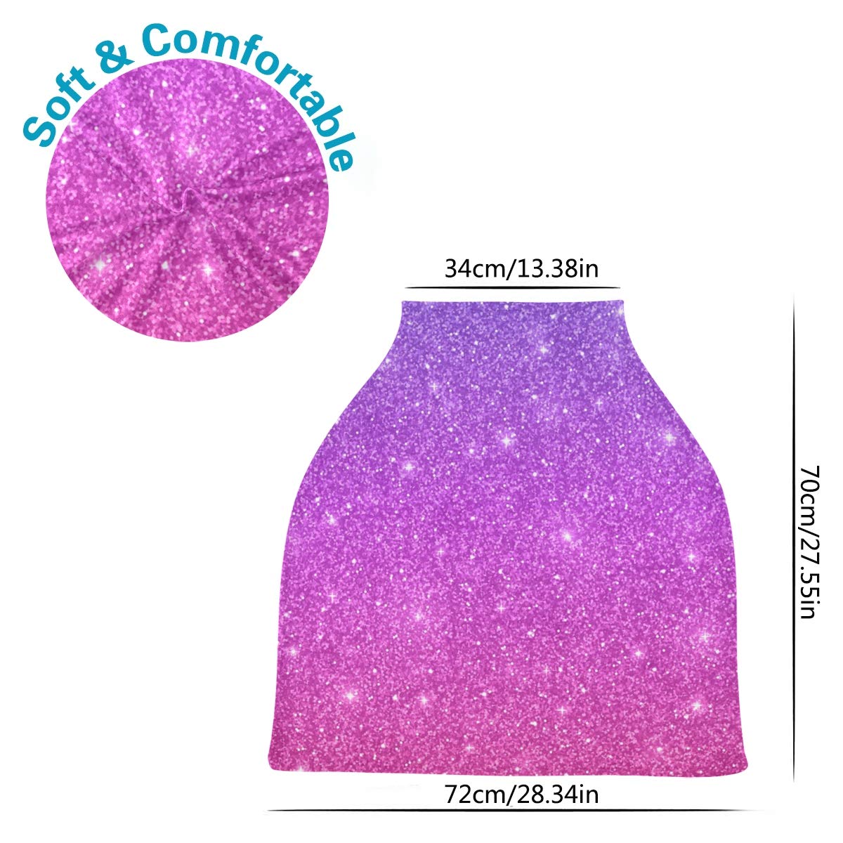 Nursing Cover Breastfeeding Scarf Glitter Purple Pink - Baby Car Seat Covers, Stroller Cover, Carseat Canopy (801m)