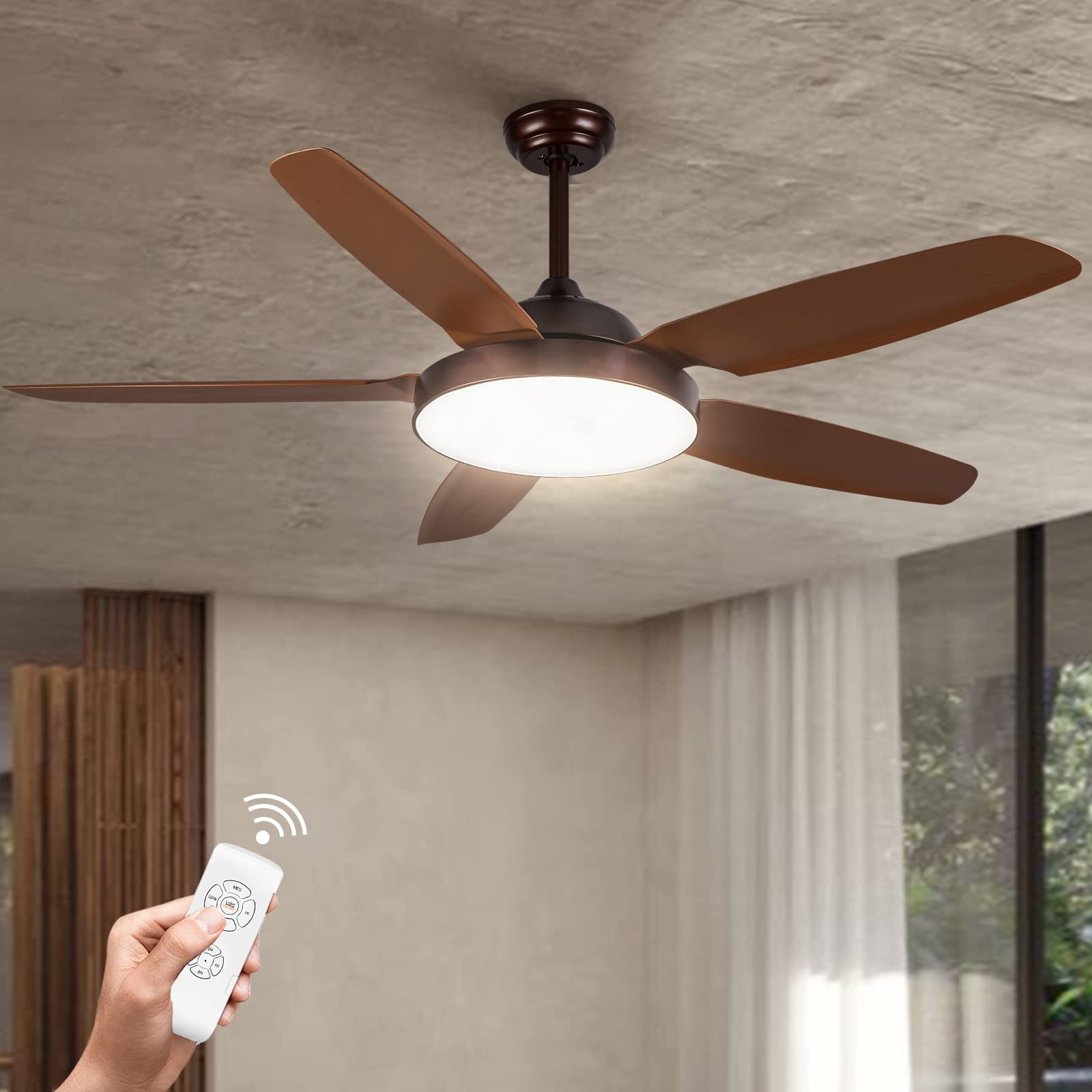 SNJ ceiling fans with lights and remote,Quiet Motor, Easy Install Ideal for Bedroom