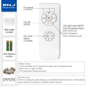 SNJ ceiling fans with lights and remote,Quiet Motor, Easy Install Ideal for Bedroom