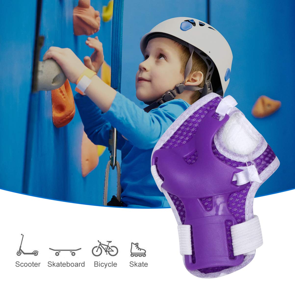 VOSAREA 1 Set 6PCS Safety Gear for Roller Skates Children Skatings Knee Pads Kids Elbow Pads Bicicleta estatica para ejercicios Protective Gear Purple Toddler Skating Equipment Balance car