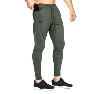 brokig mens lightweight gym jogger pants,men's workout sweatpants with zip pocket(army green,medium)