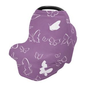nursing cover breastfeeding scarf silhouettes butterflies - baby car seat covers, stroller cover, carseat canopy (801i)