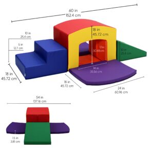 Factory Direct Partners 12825-AS SoftScape Playtime Grow-n-Learn Tunnel Climber Plus Pads for Toddlers and Kids(3-Piece) - Assorted, 12825-AS