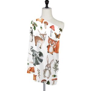 Nursing Cover Breastfeeding Scarf Woodland Animals- Baby Car Seat Covers, Stroller Cover, Carseat Canopy (801a)