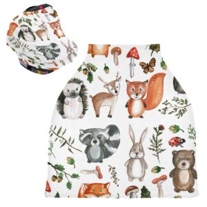 Nursing Cover Breastfeeding Scarf Woodland Animals- Baby Car Seat Covers, Stroller Cover, Carseat Canopy (801a)