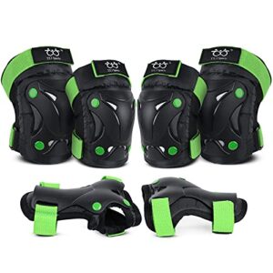 kids/youth/adult knee pads elbow pads with wrist guards protective gear set 6 pack for rollerblading skateboard cycling skating bike scooter riding sports