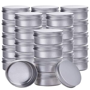 silver 1 ounce aluminum tin jar refillable containers 30ml aluminum screw lid round tin container bottle for cosmetic,lip balm, cream, 30 pcs