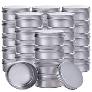 Silver 1 Ounce Aluminum Tin Jar Refillable Containers 30ml Aluminum Screw Lid Round Tin Container Bottle for Cosmetic,Lip Balm, Cream, 30 Pcs