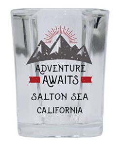 r and r imports salton sea california souvenir 2 ounce square base liquor shot glass adventure awaits design