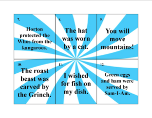 active or passive voice with dr. seuss task cards