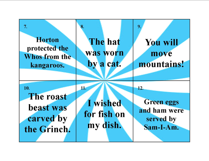 Active or Passive Voice with Dr. Seuss Task Cards