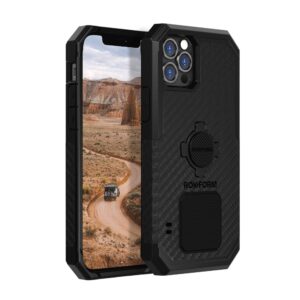 rokform - iphone 12 pro max case, rugged series, magnetic protective apple gear, iphone cover with roklock twist lock, dual magnet, drop tested armor (black)