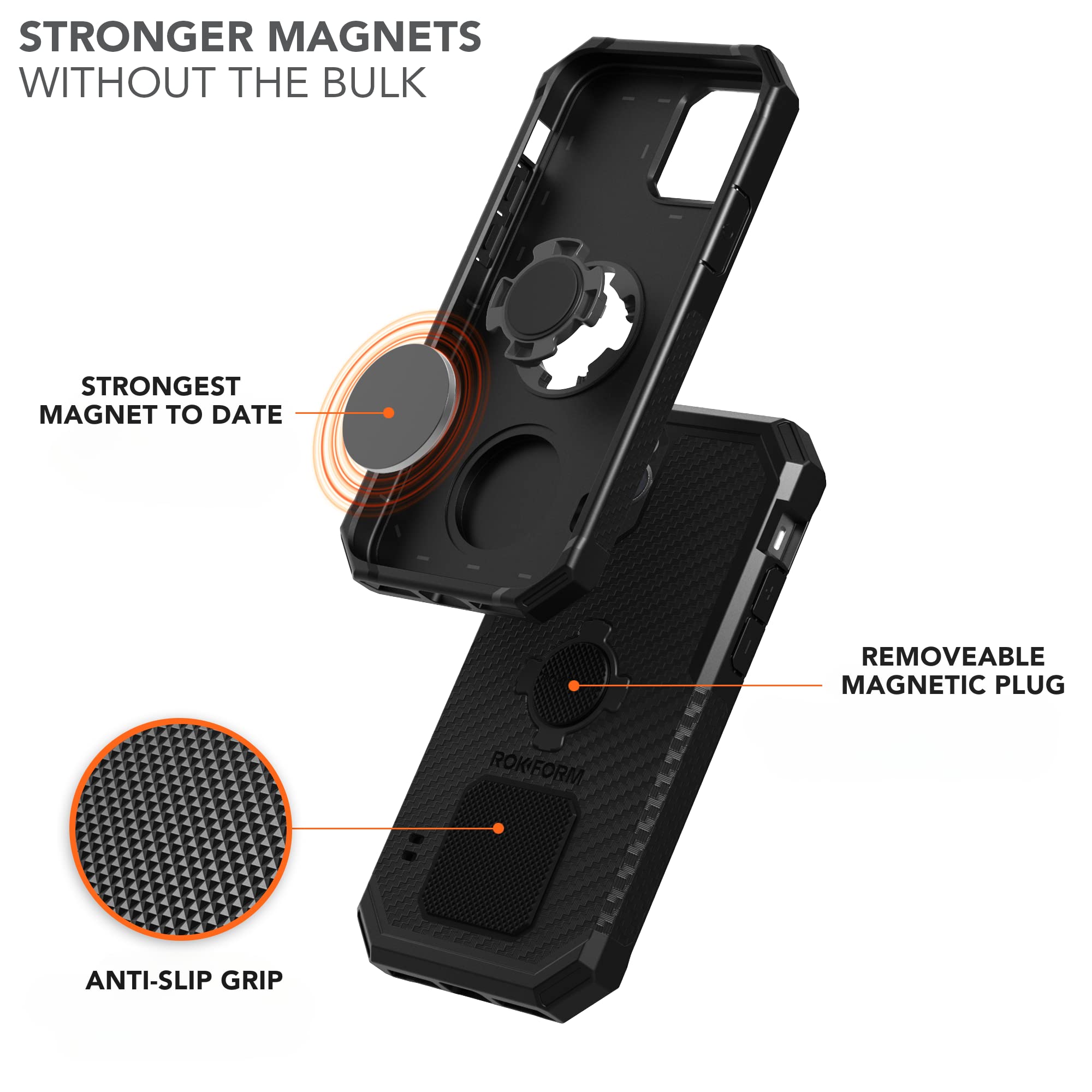 Rokform - iPhone 12 Pro Max Case, Rugged Series, Magnetic Protective Apple Gear, iPhone Cover with RokLock Twist Lock, Dual Magnet, Drop Tested Armor (Black)