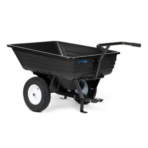 titan attachments 650 lb (10 cu. ft.) economy tow-behind poly dump cart for lawn