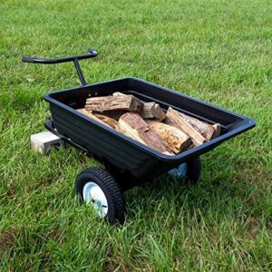 Titan Attachments 650 LB (10 Cu. Ft.) Economy Tow-Behind Poly Dump Cart for Lawn