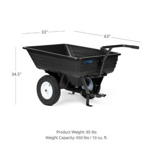 Titan Attachments 650 LB (10 Cu. Ft.) Economy Tow-Behind Poly Dump Cart for Lawn