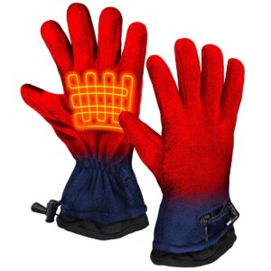 actionheat aa battery operated heated gloves for men, women - weather resistant hand warming fleece gloves w/built-in heating panels for winter, snow camping, hiking, arthritis navy