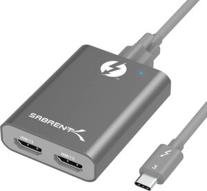 sabrent thunderbolt 3 to dual hdmi 2.0 display adapter for windows or mac | up to 4k resolution at 60hz | detachable cable with screw-in lock (th-s3h2)