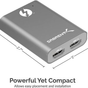 SABRENT Thunderbolt 3 to Dual HDMI 2.0 Display Adapter for Windows or Mac | up to 4K Resolution at 60Hz | Detachable Cable with Screw-in Lock (TH-S3H2)