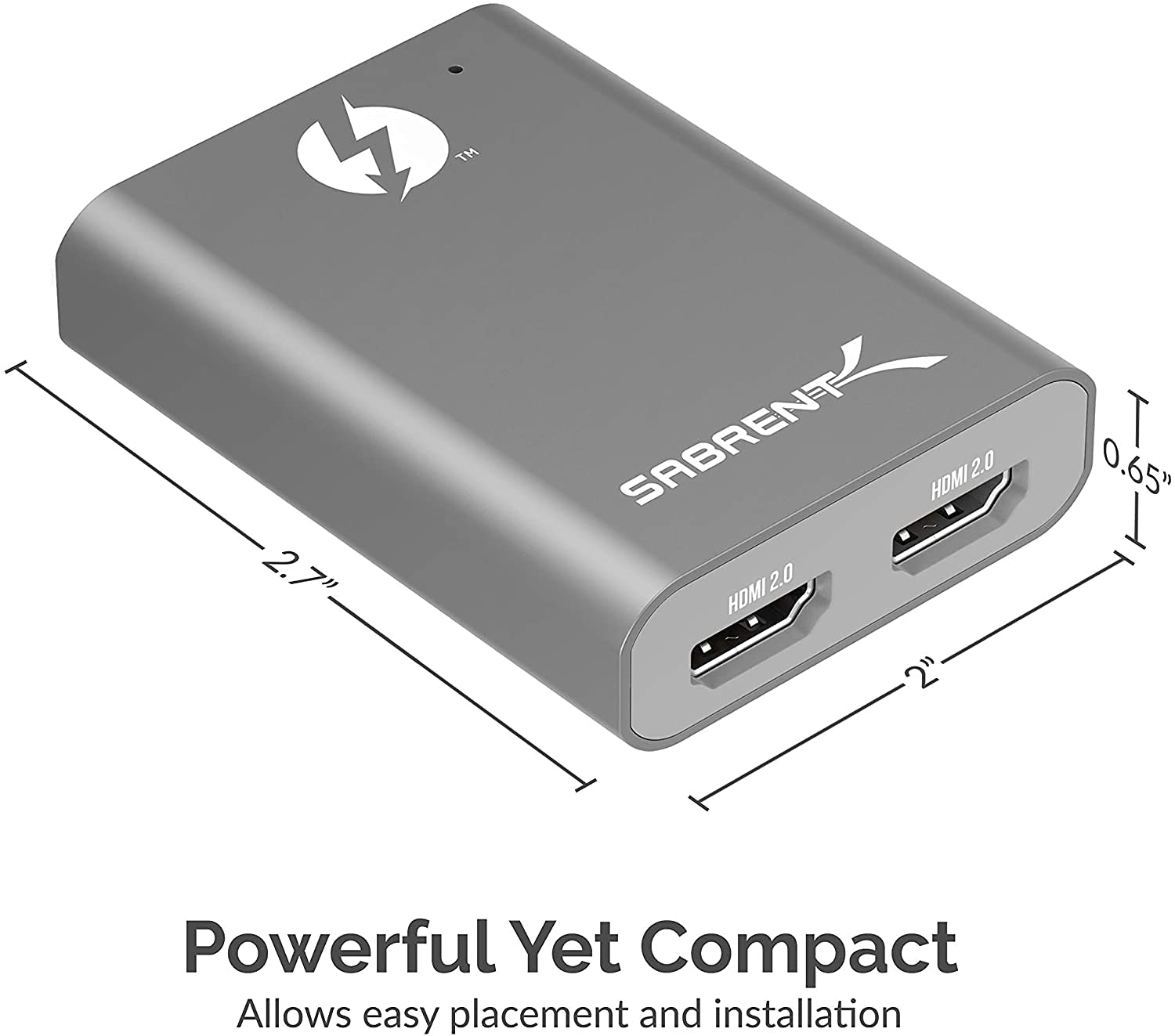 SABRENT Thunderbolt 3 to Dual HDMI 2.0 Display Adapter for Windows or Mac | up to 4K Resolution at 60Hz | Detachable Cable with Screw-in Lock (TH-S3H2)